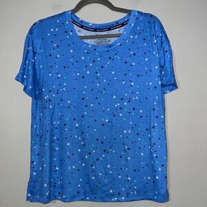 Joyspun Women's Medium Viscose Star Print T-Shirt Blue